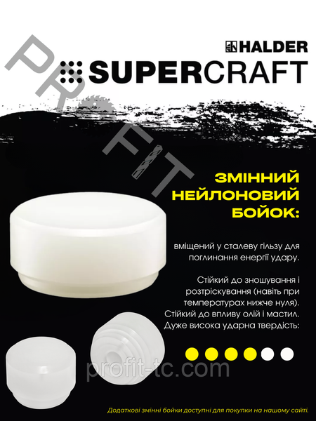 Молоток без віддачі HALDER Supercraft 3366, насадки з нейлону, ручка з гікорі 3366 фото
