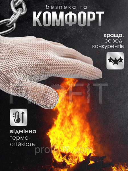 Професійна подовжена кольчужна рукавичка Terex для оброблення м'яса, манжета 19 см із металевим ремінцем, розмір L 2834959703 фото