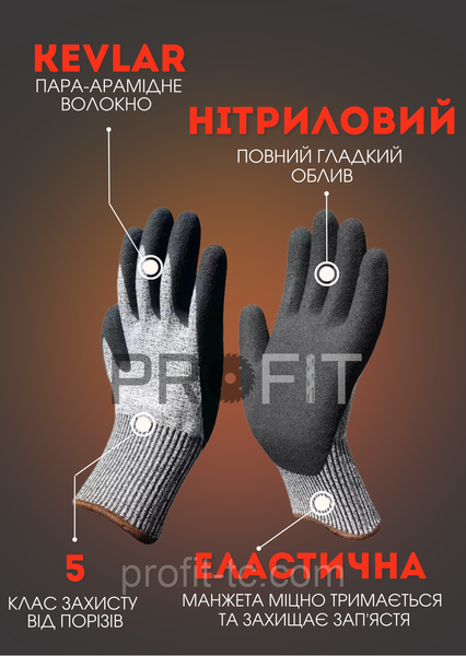 Защитная перчатка + нарукавник Terex, комплект антипорезный, покрытие нитрил 2583379147 фото